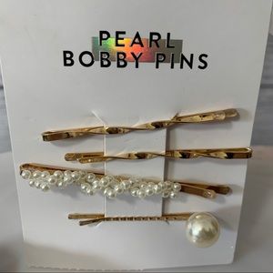 Pearl Bobby Pins formal gold hair barrettes 4 pk